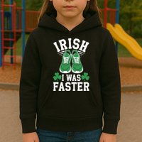 Shamrock Running Irish I Was Faster St Patricks Day Running Kids Hoodie