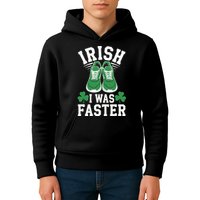 Shamrock Running Irish I Was Faster St Patricks Day Running Kids Hoodie
