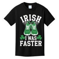 Shamrock Running Irish I Was Faster St Patricks Day Running Kids T-Shirt