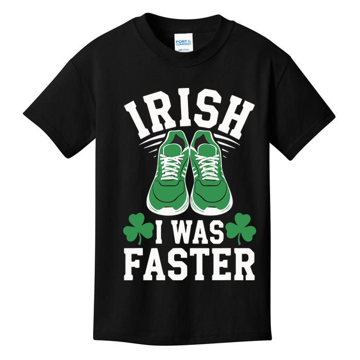 Shamrock Running Irish I Was Faster St Patricks Day Running Kids T-Shirt