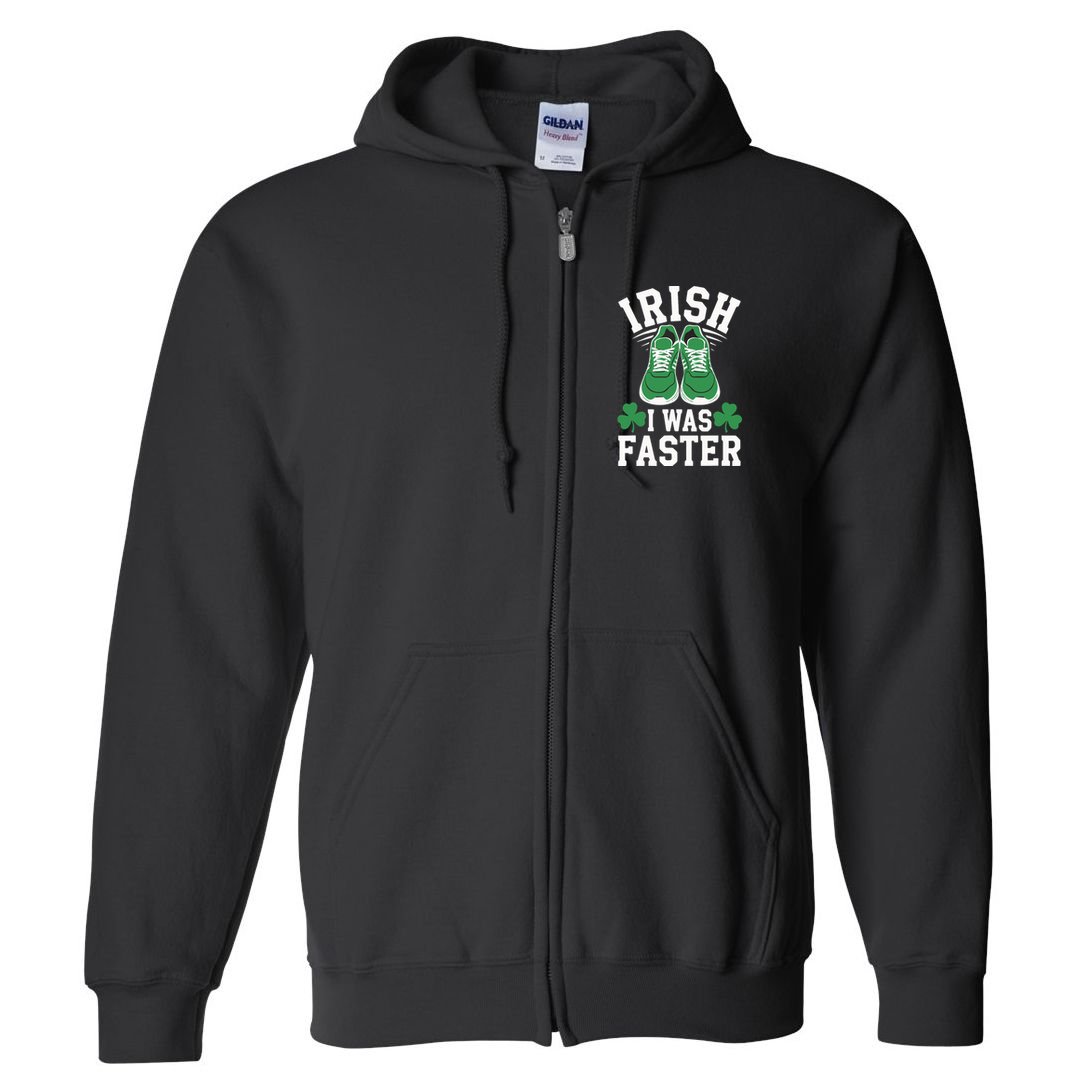 Shamrock Running Irish I Was Faster St Patricks Day Running Full Zip Hoodie