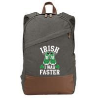 Shamrock Running Irish I Was Faster St Patricks Day Running Cotton Canvas Backpack