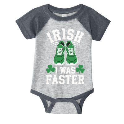 Shamrock Running Irish I Was Faster St Patricks Day Running Infant Baby Jersey Bodysuit