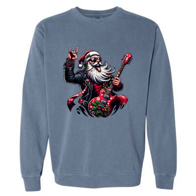 SantaS Rockin Jam Rock And Roll Santa Christmas Cool Gift Garment-Dyed Sweatshirt