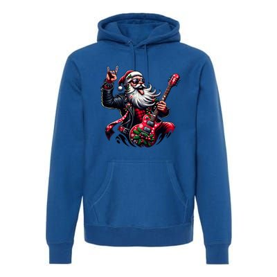 SantaS Rockin Jam Rock And Roll Santa Christmas Cool Gift Premium Hoodie