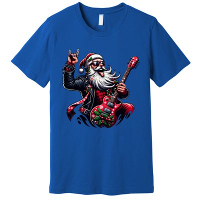 SantaS Rockin Jam Rock And Roll Santa Christmas Cool Gift Premium T-Shirt