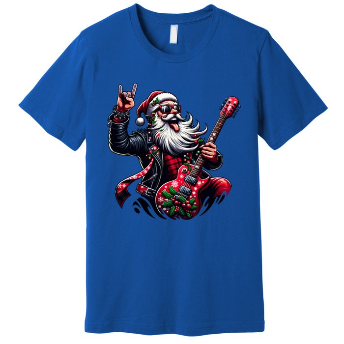 SantaS Rockin Jam Rock And Roll Santa Christmas Cool Gift Premium T-Shirt