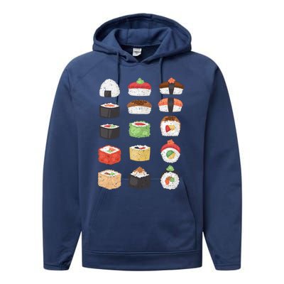 Sushi Roll Japanese Food Sushi Gift Performance Fleece Hoodie