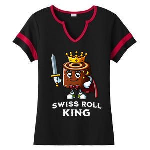 Swiss Roll King Funny Swiss Roll Lover Illustration Ladies Halftime Notch Neck Tee