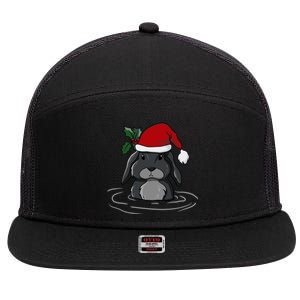 Santa Rabbit Kawaii Xmas Retro Family Funny Ugly Christmas Gift 7 Panel Mesh Trucker Snapback Hat