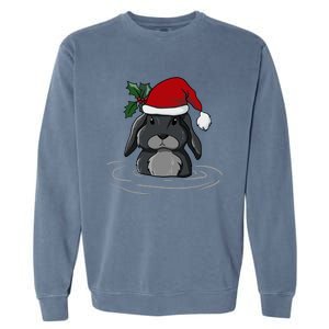 Santa Rabbit Kawaii Xmas Retro Family Funny Ugly Christmas Gift Garment-Dyed Sweatshirt