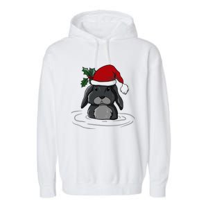 Santa Rabbit Kawaii Xmas Retro Family Funny Ugly Christmas Gift Garment-Dyed Fleece Hoodie