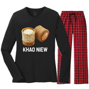 Sticky Rice Khao Niew Laos Thai Food Culture Women's Long Sleeve Flannel Pajama Set 