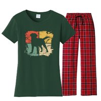 Square Retro Labrador Owner Gift Golden Black Lab Dad Mom Women's Flannel Pajama Set