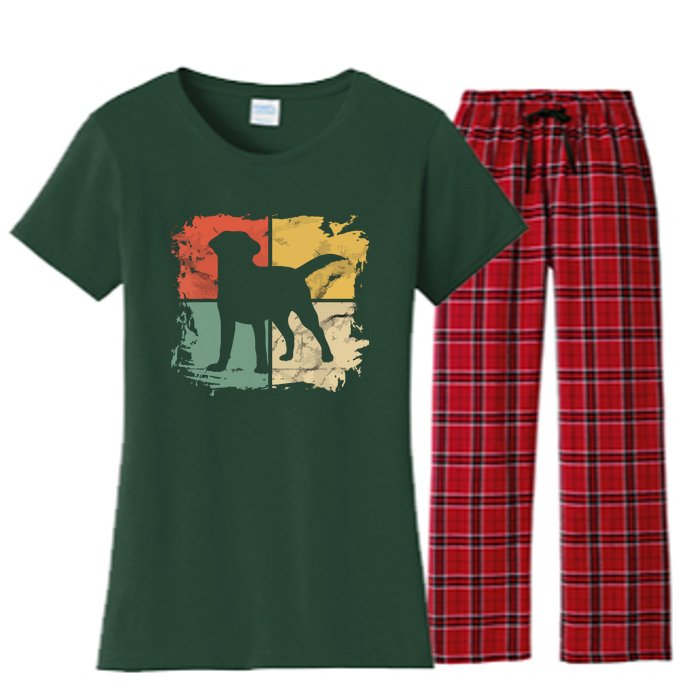 Square Retro Labrador Owner Gift Golden Black Lab Dad Mom Women's Flannel Pajama Set