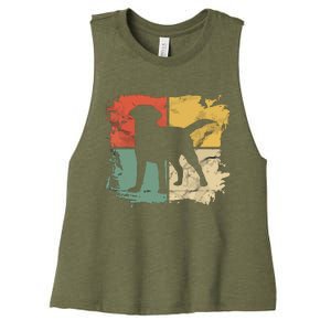 Square Retro Labrador Owner Gift Golden Black Lab Dad Mom Women's Racerback Cropped Tank