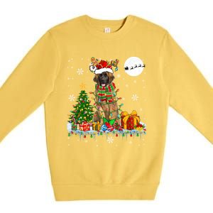 Santa Reindeer Leonberger Christmas Tree Lights Dog Owner Cute Gift Premium Crewneck Sweatshirt