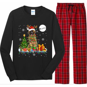 Santa Reindeer Leonberger Christmas Tree Lights Dog Owner Cute Gift Long Sleeve Pajama Set