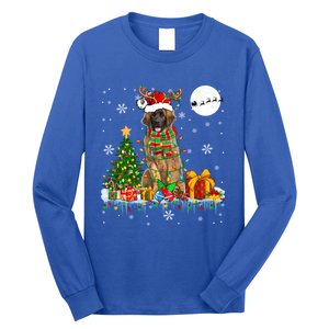 Santa Reindeer Leonberger Christmas Tree Lights Dog Owner Cute Gift Long Sleeve Shirt