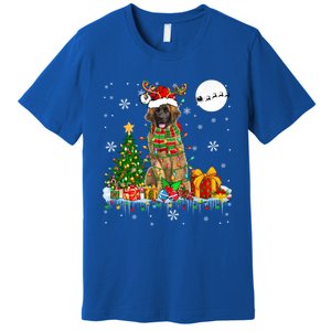 Santa Reindeer Leonberger Christmas Tree Lights Dog Owner Cute Gift Premium T-Shirt