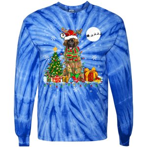 Santa Reindeer Leonberger Christmas Tree Lights Dog Owner Cute Gift Tie-Dye Long Sleeve Shirt