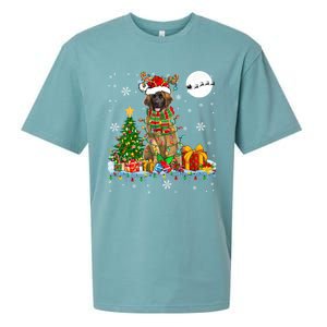 Santa Reindeer Leonberger Christmas Tree Lights Dog Owner Cute Gift Sueded Cloud Jersey T-Shirt