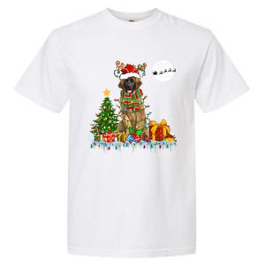 Santa Reindeer Leonberger Christmas Tree Lights Dog Owner Cute Gift Garment-Dyed Heavyweight T-Shirt