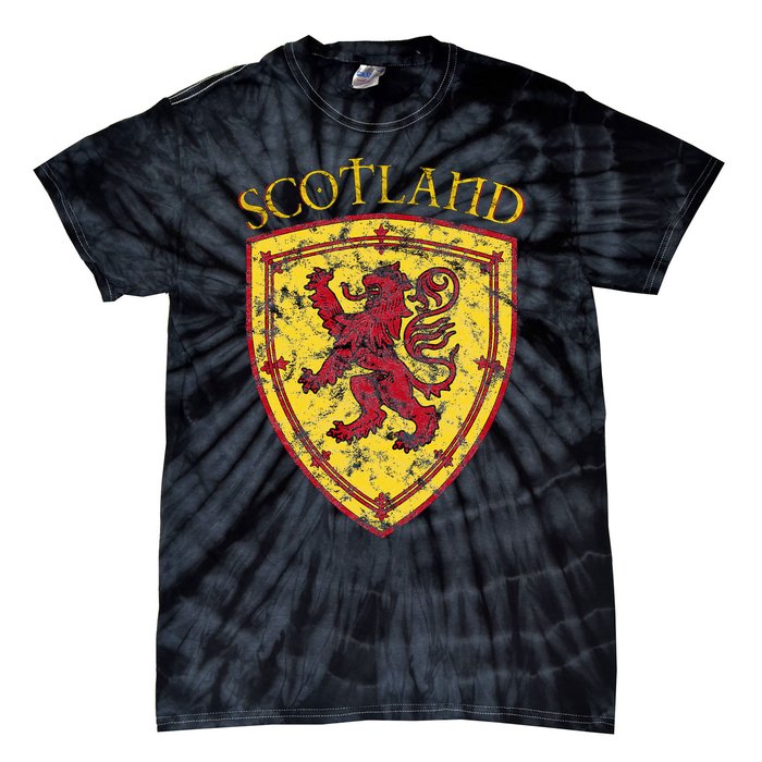 Scottish Rampant Lion Scotland Coat Of Arms Banner Tie-Dye T-Shirt