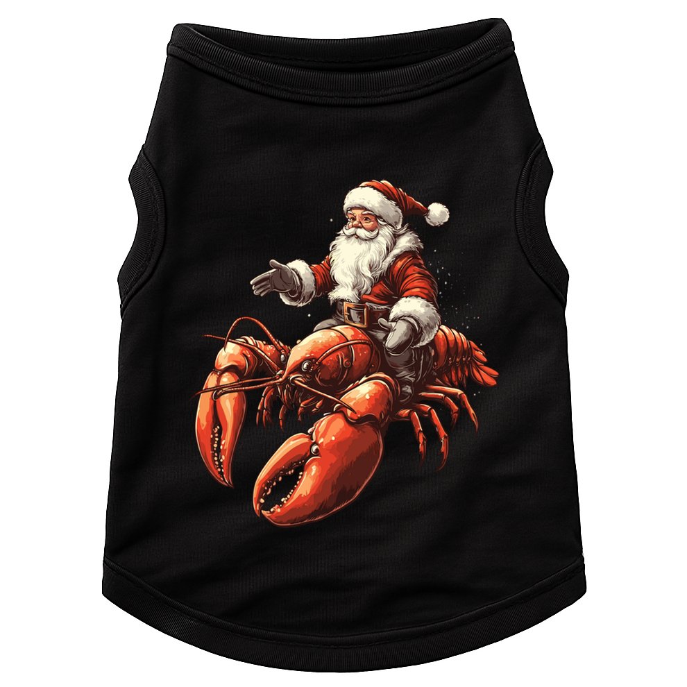Santa Riding Lobster Funny Lobster Christmas Xmas Pajama Funny Gift Doggie Tank