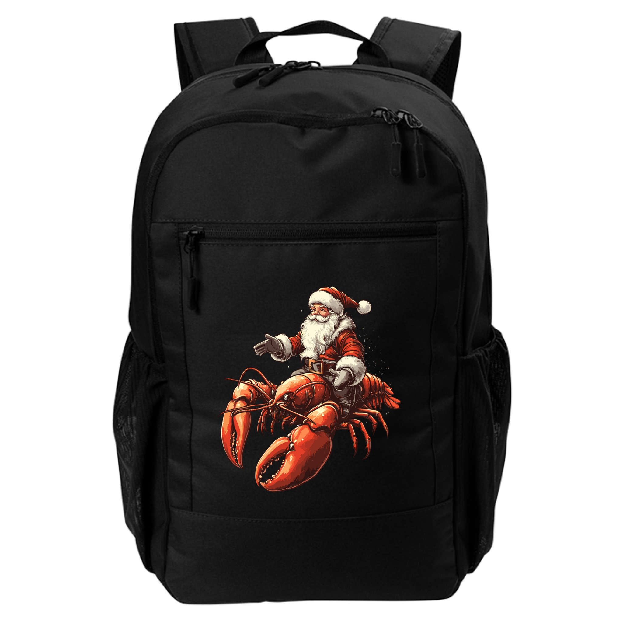 Santa Riding Lobster Funny Lobster Christmas Xmas Pajama Funny Gift Backpack
