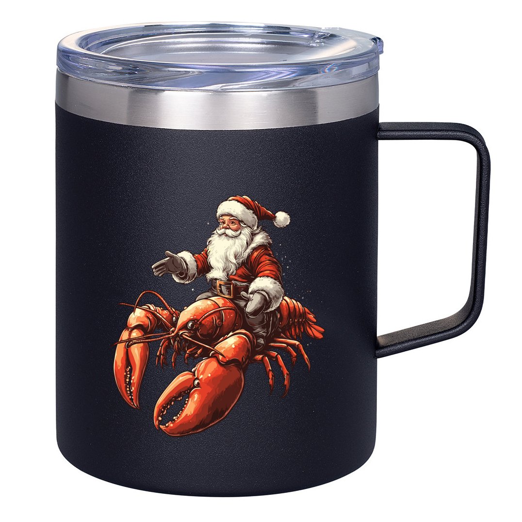 Santa Riding Lobster Funny Lobster Christmas Xmas Pajama Funny Gift 12oz Stainless Steel Coffee Mug