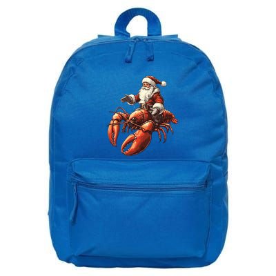 Santa Riding Lobster Funny Lobster Christmas Xmas Pajama Funny Gift 16 in Basic Backpack