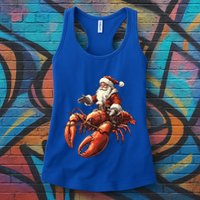 Santa Riding Lobster Funny Lobster Christmas Xmas Pajama Funny Gift Womens Tank Top