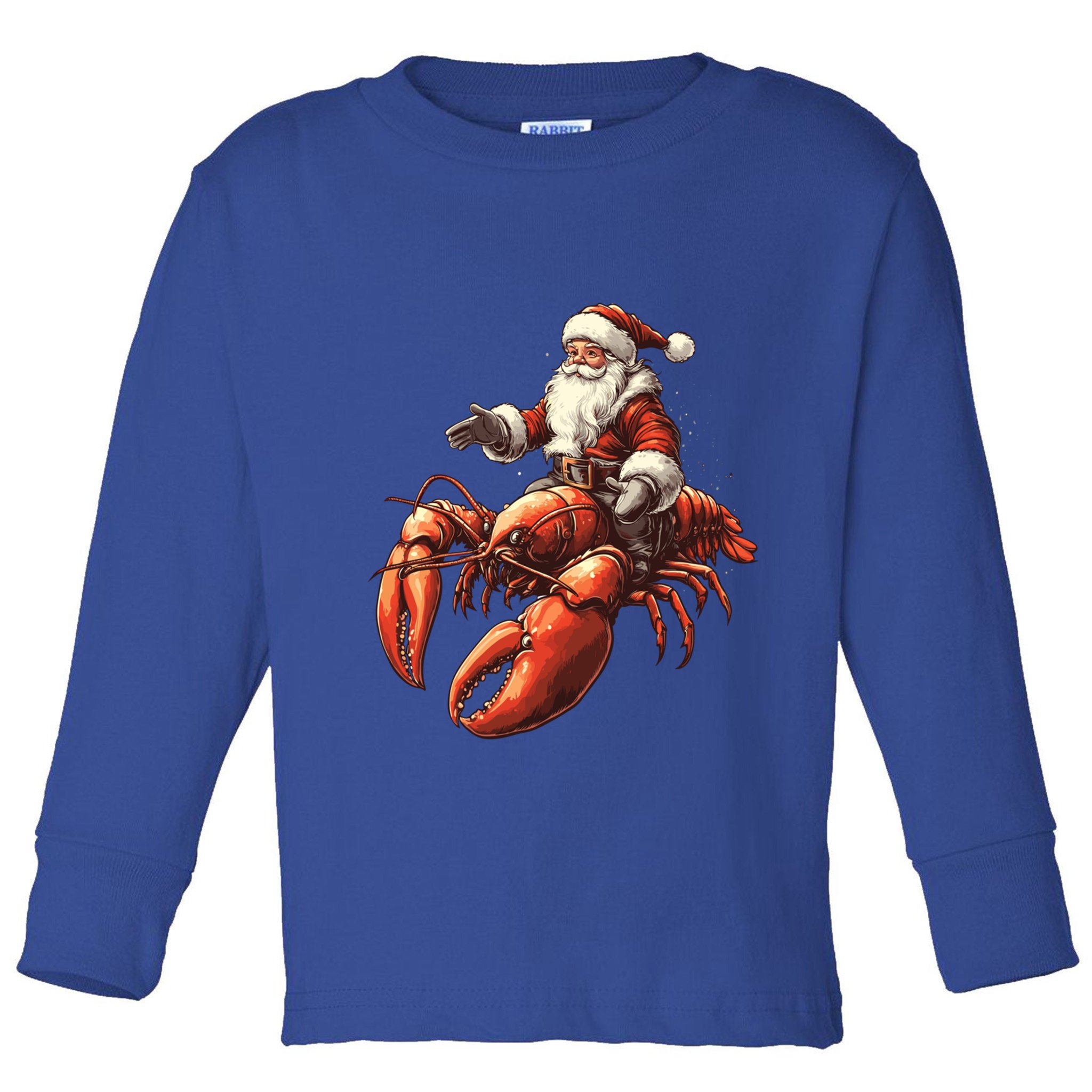 Santa Riding Lobster Funny Lobster Christmas Xmas Pajama Funny Gift Toddler Long Sleeve Shirt