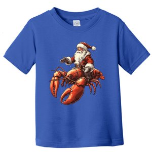 Santa Riding Lobster Funny Lobster Christmas Xmas Pajama Funny Gift Toddler T-Shirt