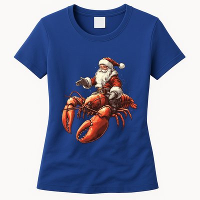 Santa Riding Lobster Funny Lobster Christmas Xmas Pajama Funny Gift Womens T-Shirt