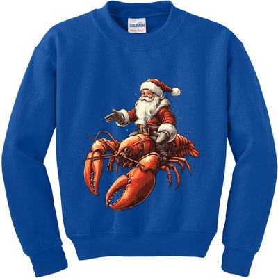 Santa Riding Lobster Funny Lobster Christmas Xmas Pajama Funny Gift Kids Sweatshirt