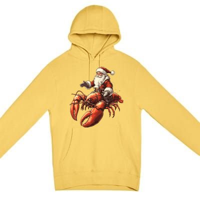 Santa Riding Lobster Funny Lobster Christmas Xmas Pajama Gift Premium Pullover Hoodie