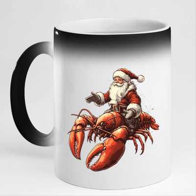 Santa Riding Lobster Funny Lobster Christmas Xmas Pajama Gift 11oz Black Color Changing Mug