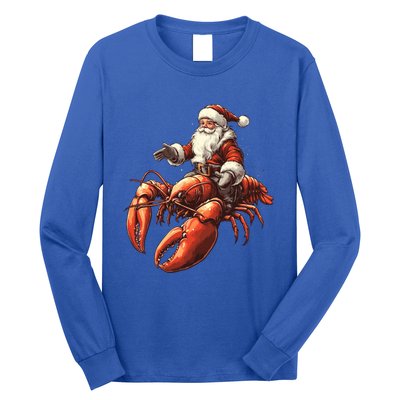 Santa Riding Lobster Funny Lobster Christmas Xmas Pajama Gift Long Sleeve Shirt