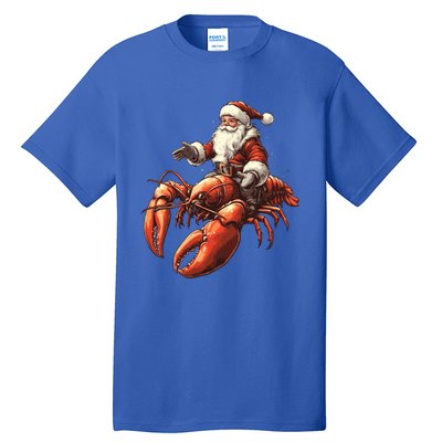 Santa Riding Lobster Funny Lobster Christmas Xmas Pajama Gift Tall T-Shirt