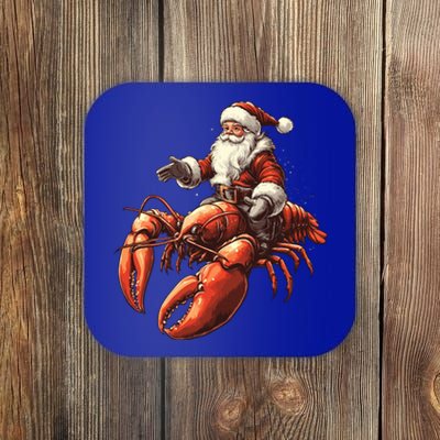 Santa Riding Lobster Funny Lobster Christmas Xmas Pajama Gift Coaster