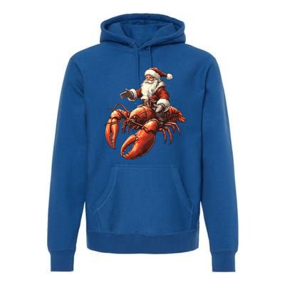 Santa Riding Lobster Funny Lobster Christmas Xmas Pajama Gift Premium Hoodie