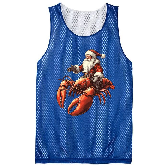 Santa Riding Lobster Funny Lobster Christmas Xmas Pajama Gift Mesh Reversible Basketball Jersey Tank