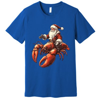 Santa Riding Lobster Funny Lobster Christmas Xmas Pajama Gift Premium T-Shirt