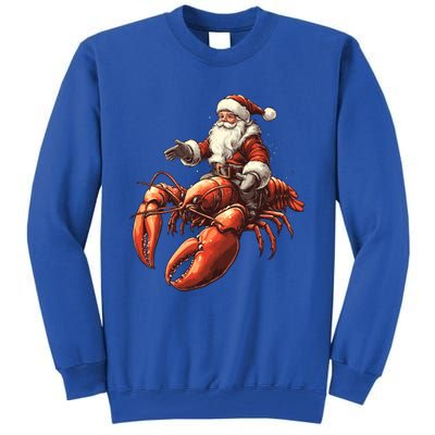 Santa Riding Lobster Funny Lobster Christmas Xmas Pajama Gift Tall Sweatshirt