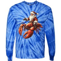 Santa Riding Lobster Funny Lobster Christmas Xmas Pajama Gift Tie-Dye Long Sleeve Shirt