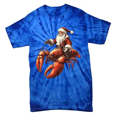 Santa Riding Lobster Funny Lobster Christmas Xmas Pajama Gift Tie-Dye T-Shirt