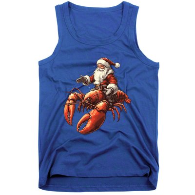 Santa Riding Lobster Funny Lobster Christmas Xmas Pajama Gift Tank Top