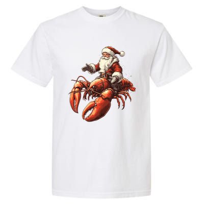 Santa Riding Lobster Funny Lobster Christmas Xmas Pajama Gift Garment-Dyed Heavyweight T-Shirt